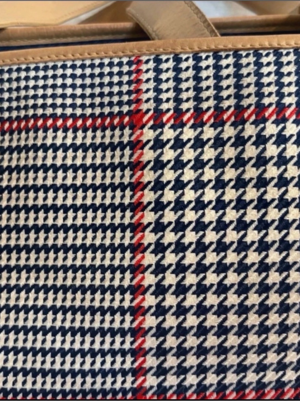 classic Ralph Lauren tote with houndstooth plaid and red windowpane accents - Picture 4 of 12